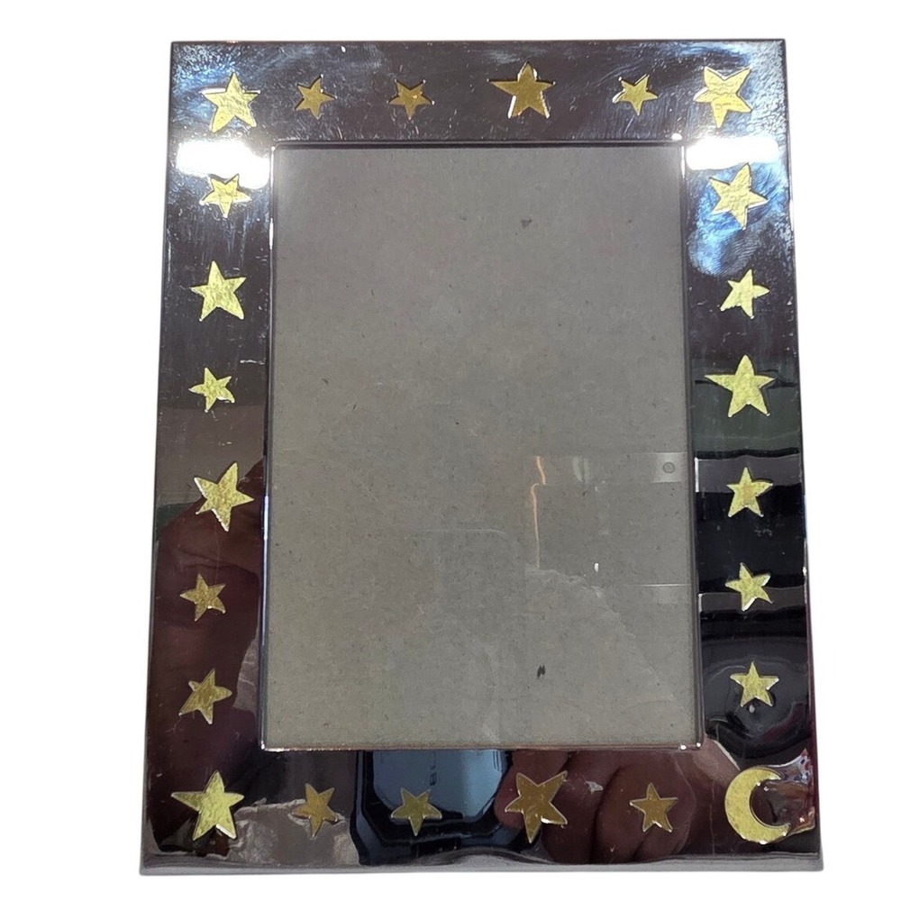 Y2K Vintage 1998 Celestial Picture Frame Silver Gold Stars Moon 5x7 Whimsy Goth
